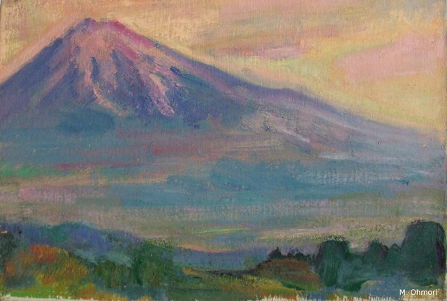 Evening View of Mt. Fuji, oil on canvas, 27.3 x 41.0 cm (P6)