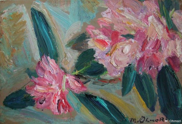 Rhododendron, oil on board, 22.7 x 15.8 cm (SM)