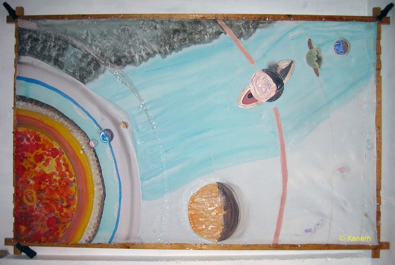 Systema mt-solar2 &copy; Kanem, water on silk, 180 x 110 cm